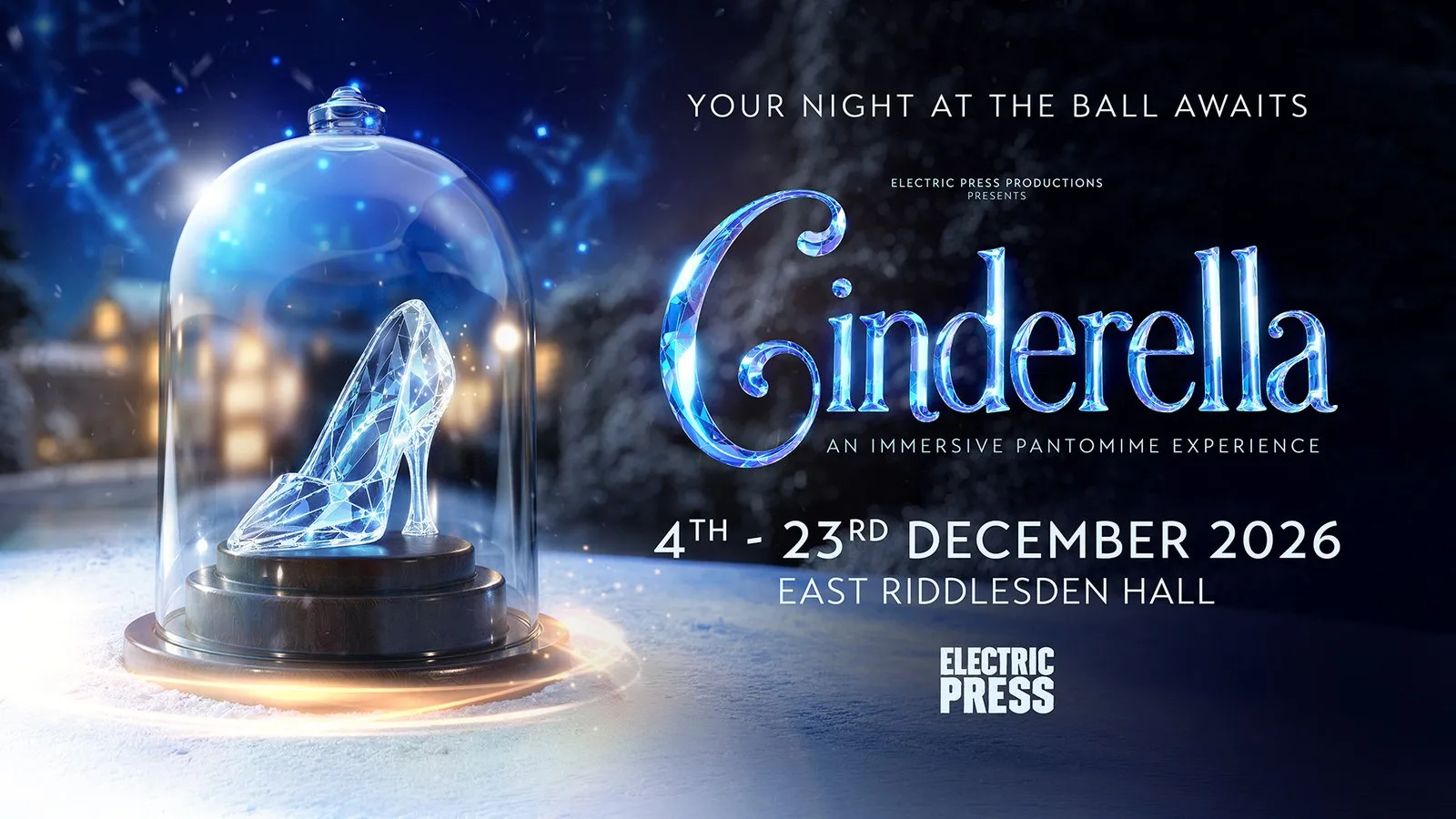 Key artwork for Cinderella An Immersive Pantomime Experience at East Riddlesden Hall by Ghostlight Studio