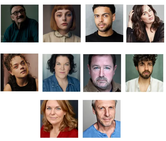 Headshots of the full company for The Rise and Fall of Little Voice at the National Theatre Dorfman and on UK tour