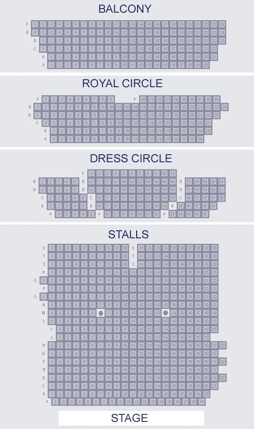 Harold Pinter Theatre seating plan
